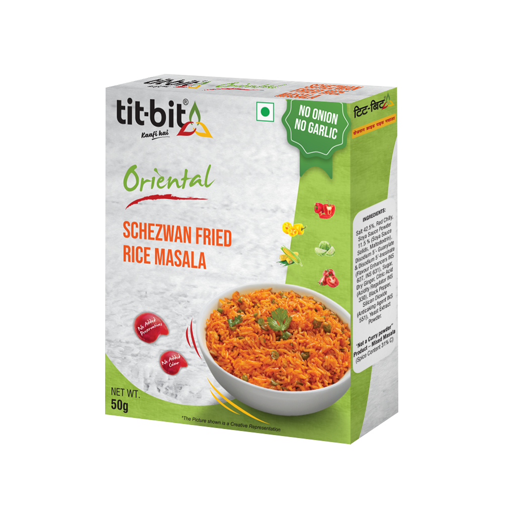 Tit-Bit Oriental-[No Onion No Garlic] Schezwan Fried Rice Masala Mix Combo Pack of 5 [50 gms each-Total 250 gms]
