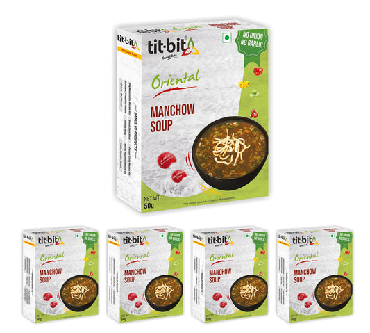 Tit-Bit Oriental-[No Onion No Garlic] Manchow Soup Combo Pack of 5 [50 gms each-Total 250 gms]