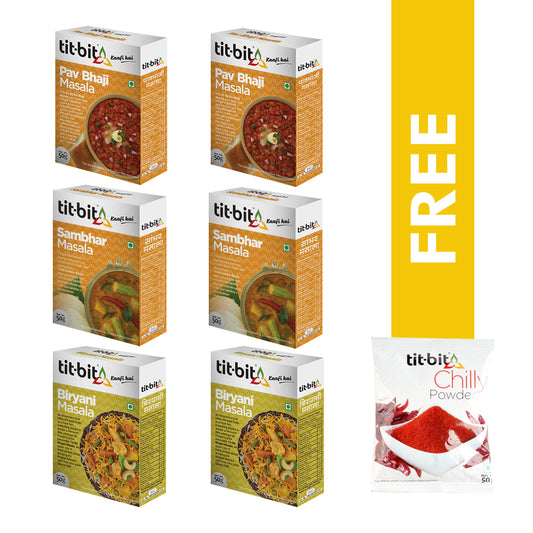 Tit-Bit Masala Mix Combo-04 Pack of 6-[50 gms Each-Total 300 gms]